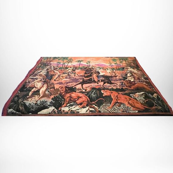 Rare Vintage 70s Turkish Velvet Tapestry Rug - Mint Vintage Condition - 7'x5' - Picture 3 of 4